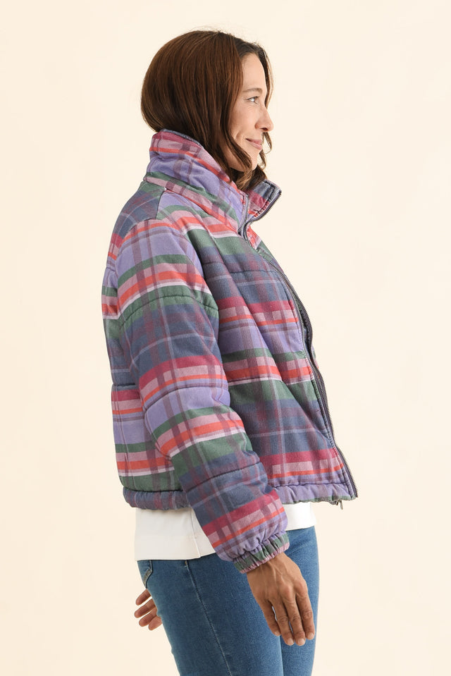 Samwise Blue Check Corduroy Jacket,Side,Brunette model,alt text|model:Cara image 3