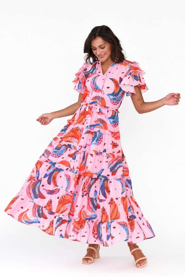 Sana Fruity Fusion Cotton Frill Dress,Brunette model,alt text|model:Brontie