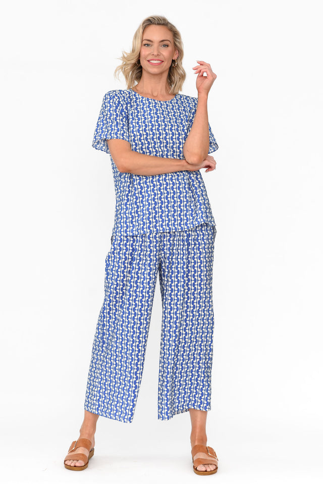 Orella Blue Geo Wide Leg Pants