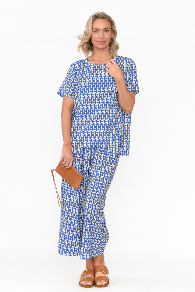 Orella Blue Geo Wide Leg Pants