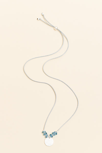 Sara Blue Beaded Disc Necklace