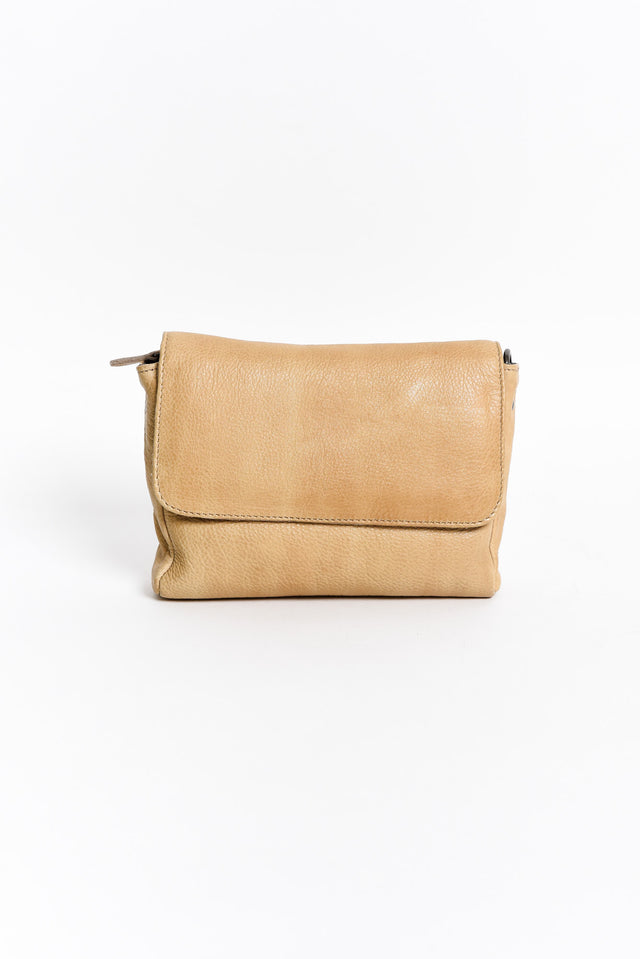 Sara Camel Leather Crossbody Bag