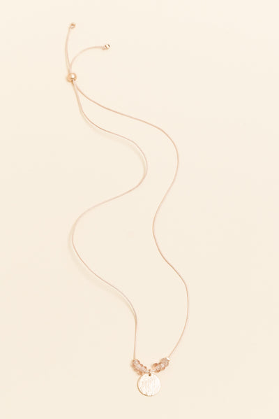 Sara Pink Beaded Disc Necklace