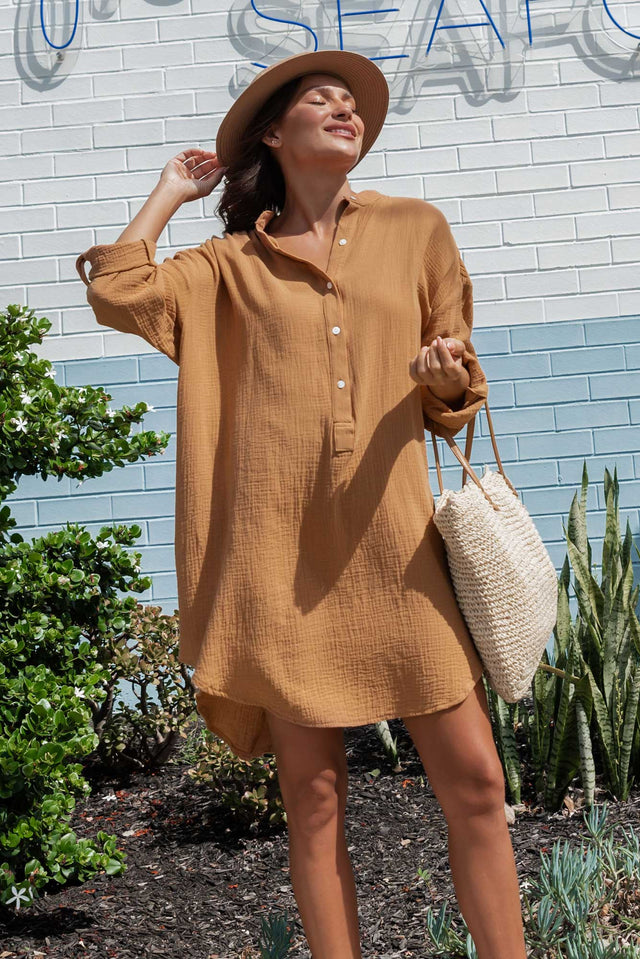 Sarai Tan Cotton Tunic