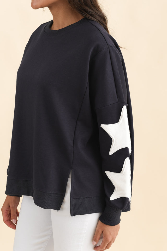 Saskia Navy Cotton Blend Sweatshirt,Brunette model,alt text|model:Brontie image 5