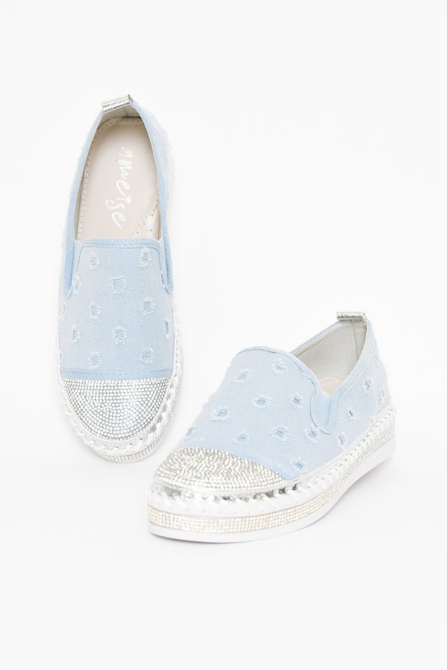 Sassy Blue Diamante Slip On Sneaker