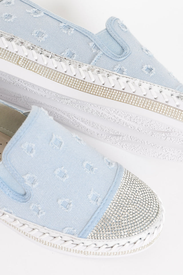 Sassy Blue Diamante Slip On Sneaker