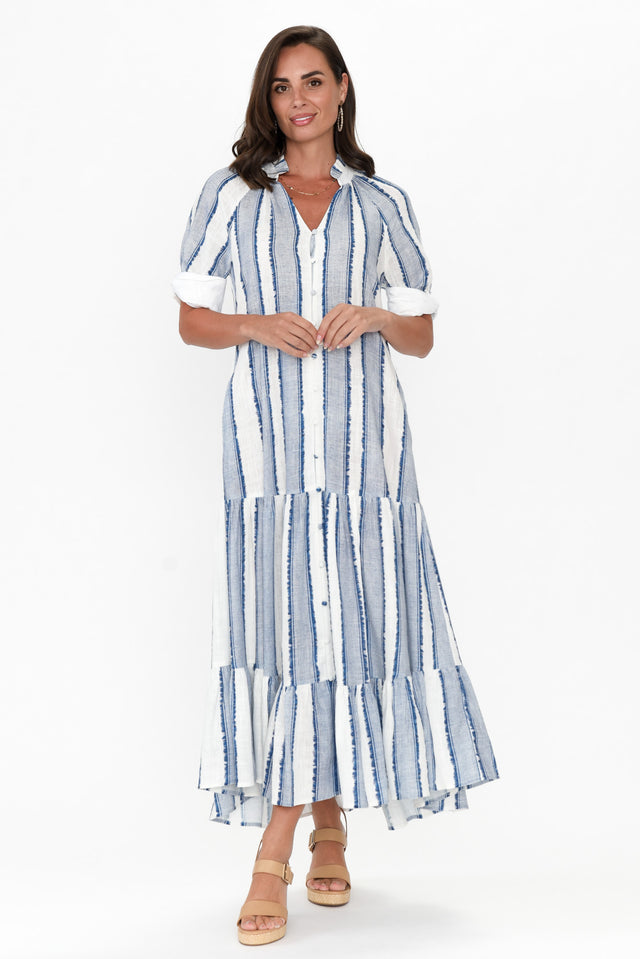Scala Blue Stripe Tier Maxi Dress image 2