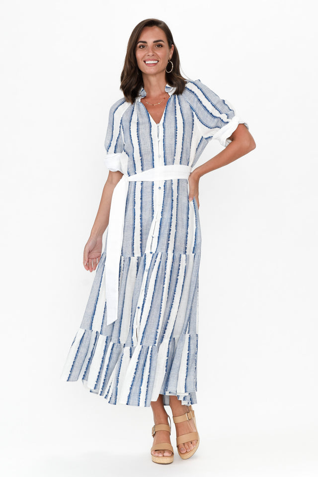 Scala Blue Stripe Tier Maxi Dress image 6
