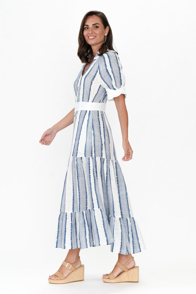 Scala Blue Stripe Tier Maxi Dress image 3
