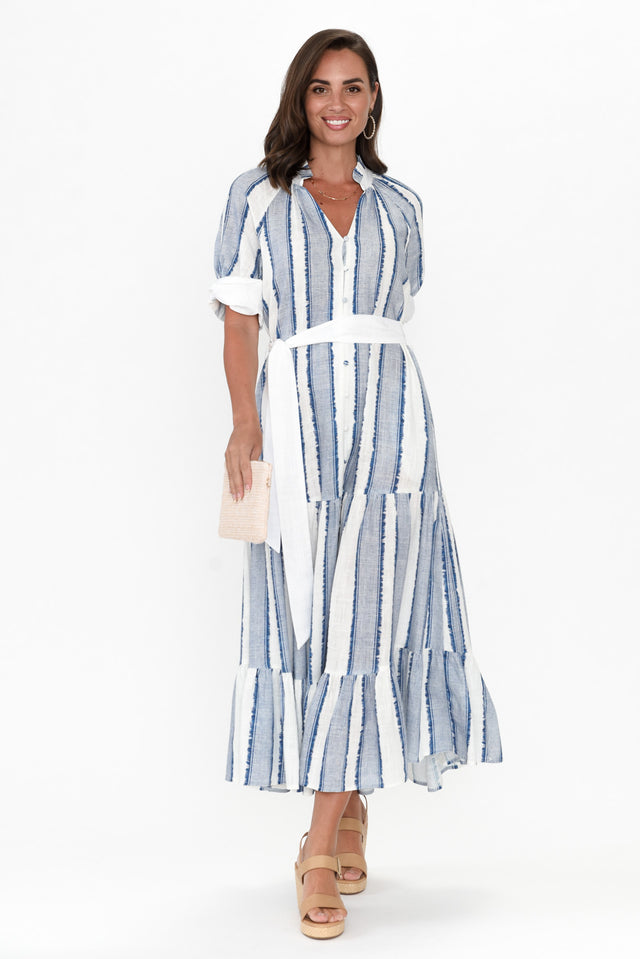 Scala Blue Stripe Tier Maxi Dress banner image