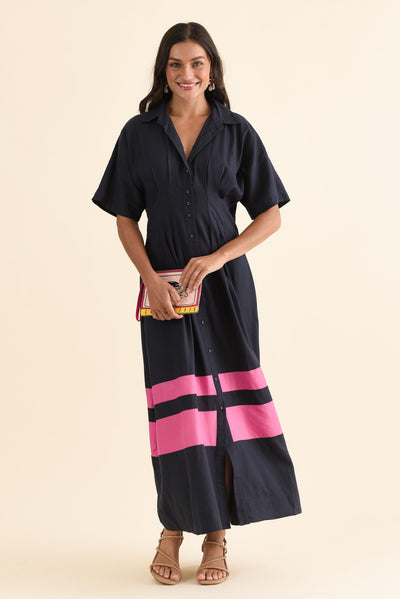 Scarlet Pink Stripe Shirt Dress