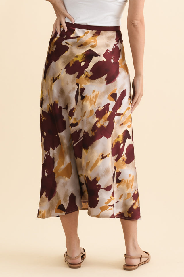 Scout Burgundy Abstract Maxi Skirt,Brunette model,alt text|model:MJ image 5