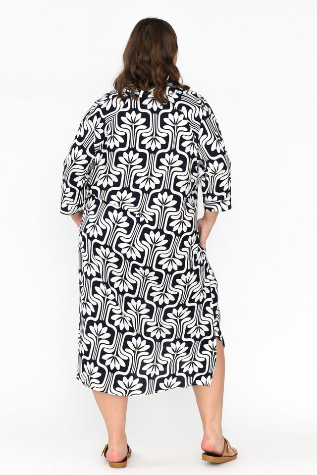 Seiko Navy Abstract Shirt Dress