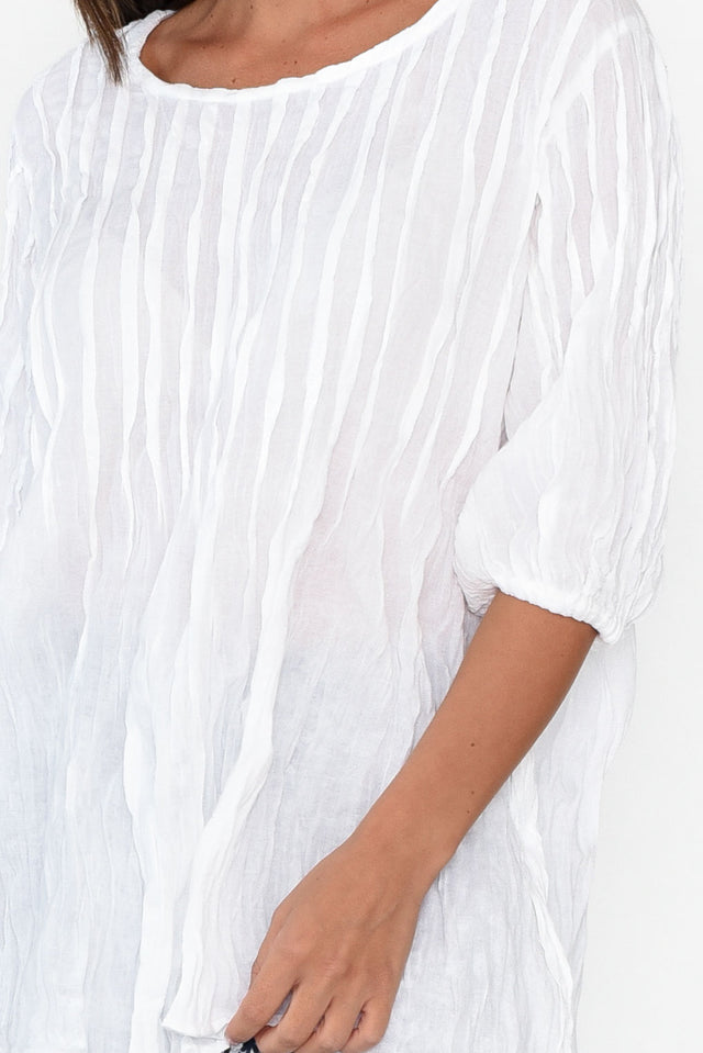 Selma White Crinkle Cotton Top