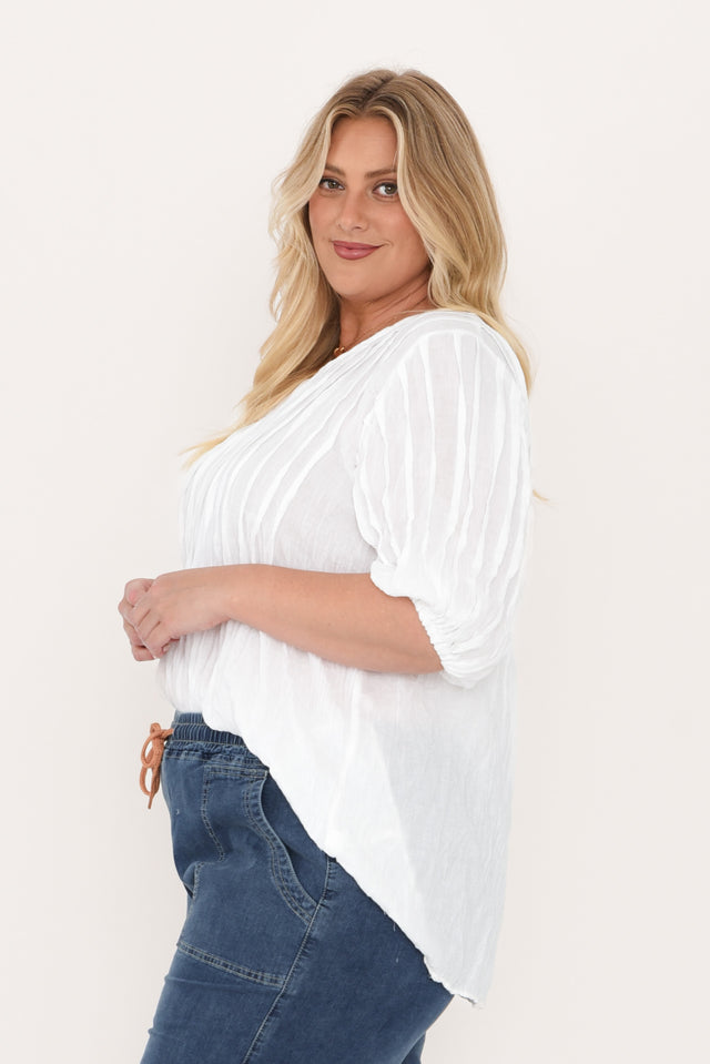 Selma White Crinkle Cotton Top,Blonde model,alt text|model:Caitlin image 11