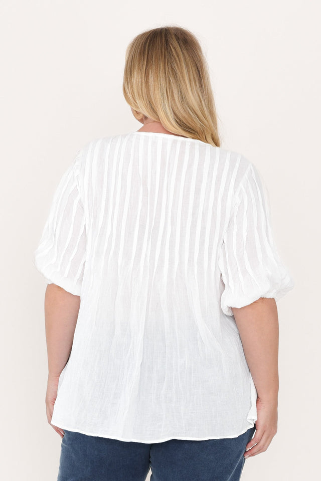 Selma White Crinkle Cotton Top,Blonde model,alt text|model:Caitlin image 12