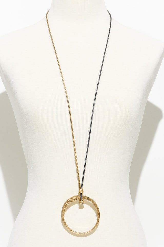 Sendai Gold Circle Pendant Necklace image 2