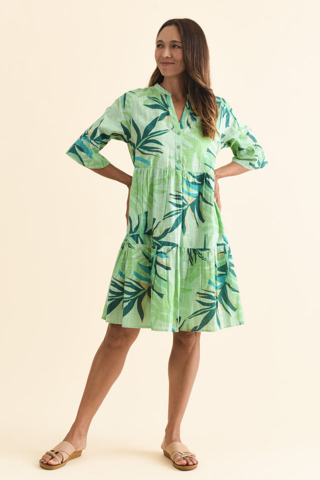 Senna Green Leaf Cotton Dress,Brunette model,alt text|model:Cara image 8