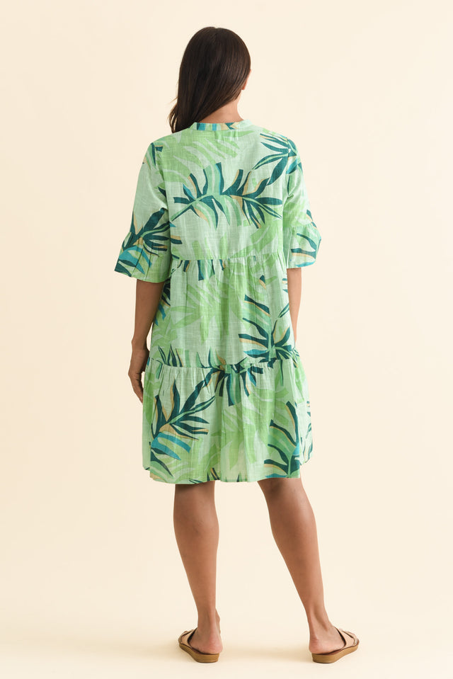 Senna Green Leaf Cotton Dress,Brunette model,alt text|model:Cara image 6