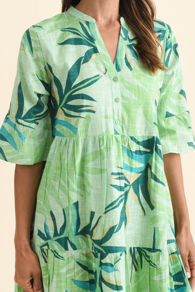 Senna Green Leaf Cotton Dress,Brunette model,alt text|model:Cara image 7