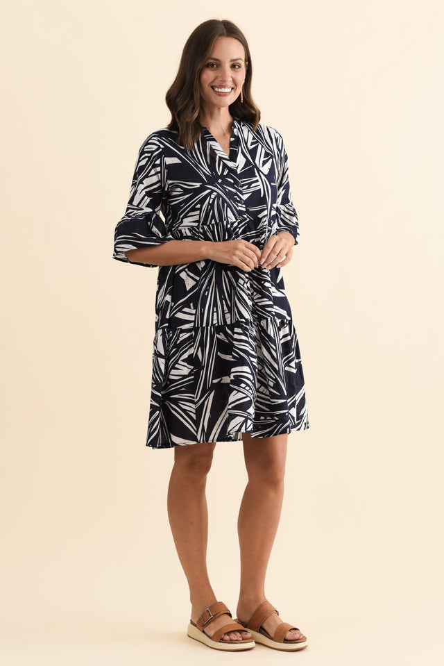 Senna Navy Burst Cotton Dress,Brunette model,alt text|model:MJ image 5