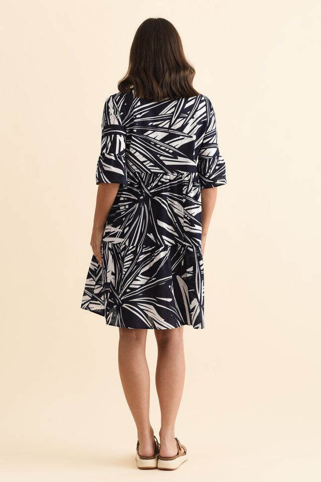 Senna Navy Burst Cotton Dress,Brunette model,alt text|model:MJ image 6