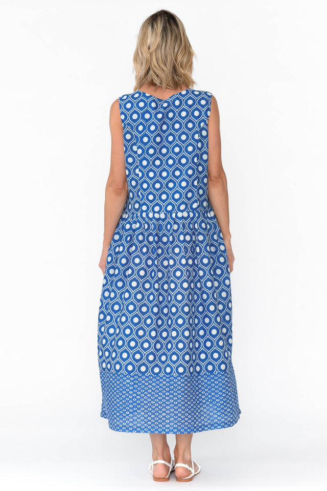 Serena Blue Circle Cotton Dress