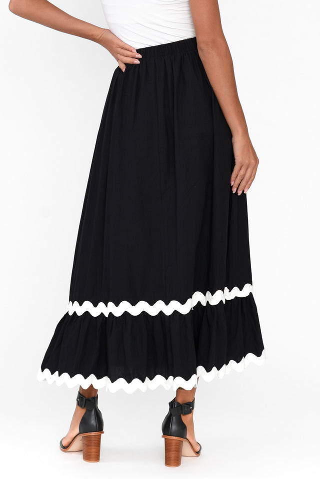 Shakita Black Cotton Trim Maxi Skirt image 5