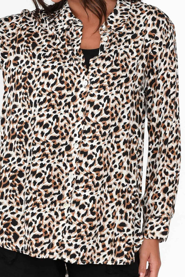 Shavonne Brown Leopard Collared Shirt image 5