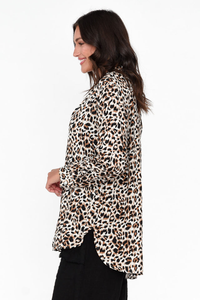 Shavonne Brown Leopard Collared Shirt image 3