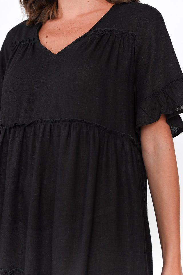 Shawney Black Linen Cotton Dress