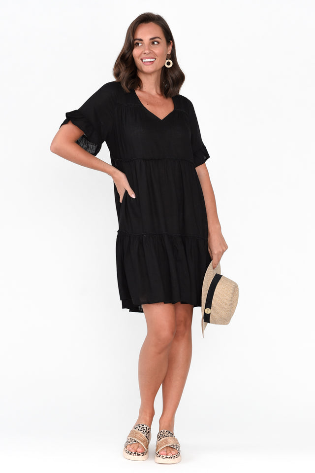 Shawney Black Linen Cotton Dress