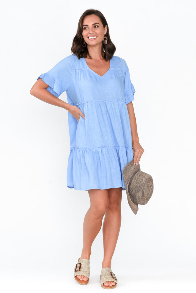 Shawney Blue Linen Cotton Dress