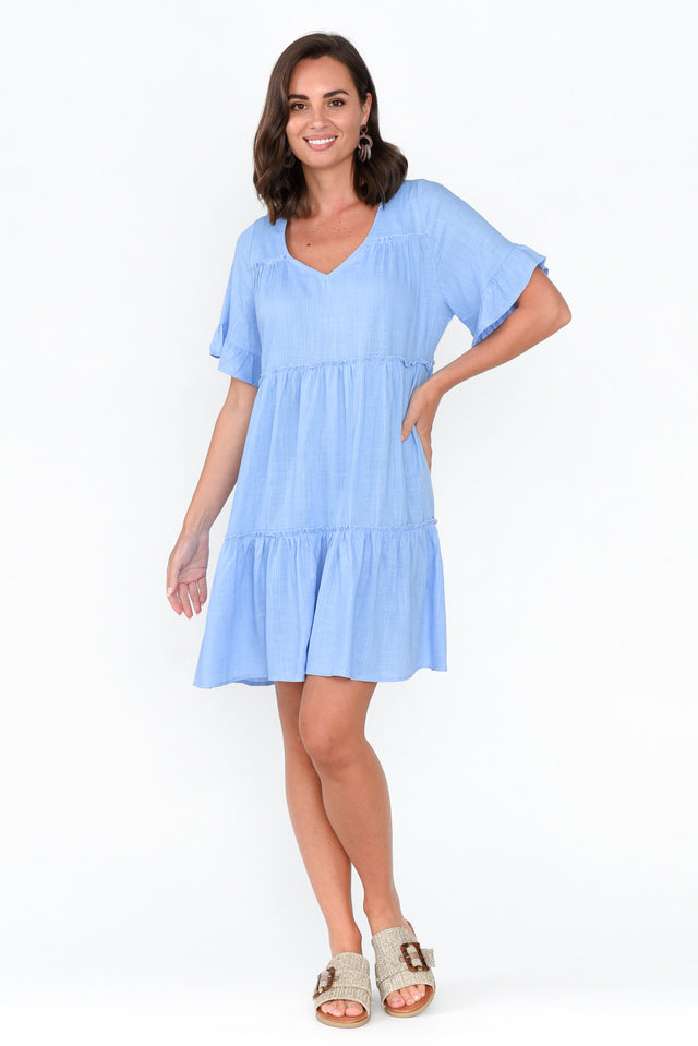 Shawney Blue Linen Cotton Dress