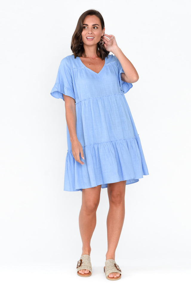 Shawney Blue Linen Cotton Dress