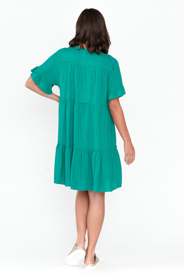 Shawney Teal Linen Cotton Dress