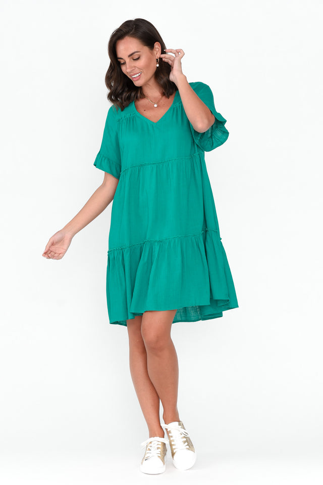Shawney Teal Linen Cotton Dress