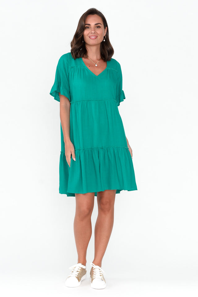 Shawney Teal Linen Cotton Dress