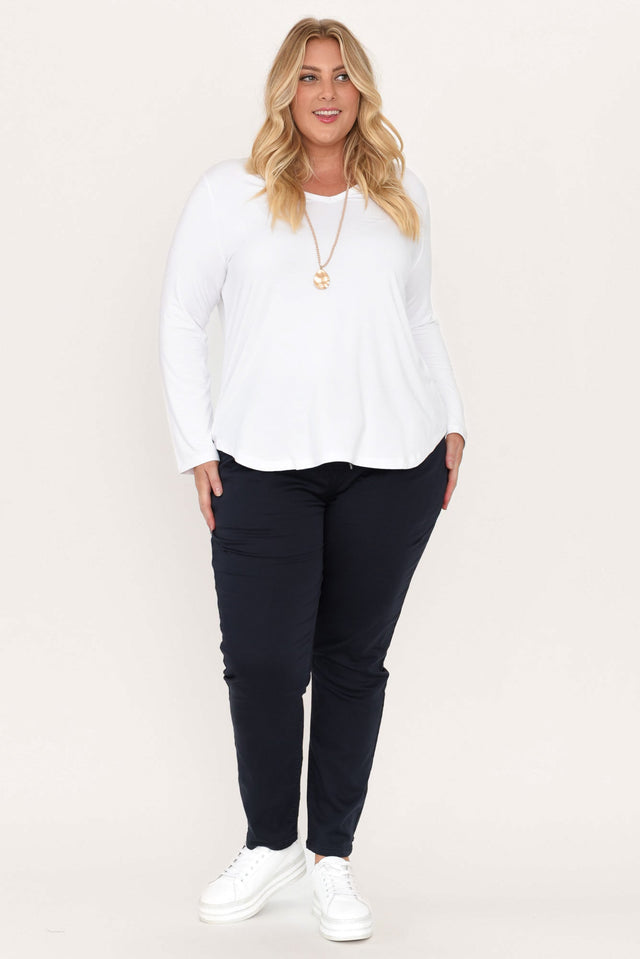 Sia White Bamboo V Neck Top,Blonde model,alt text|model:Caitlin image 9