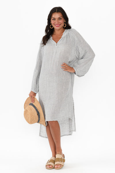 Sierra Light Blue Stripe Linen Dress