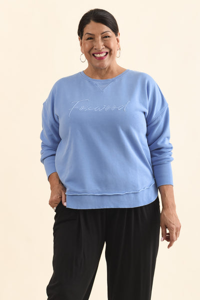 Signature Blue Cotton Crewneck Sweatshirt