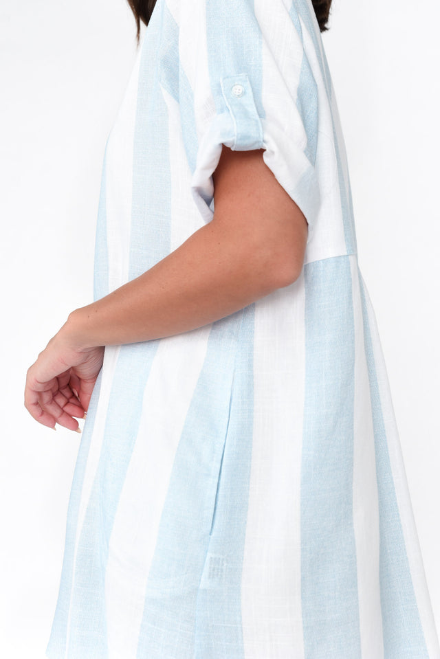 Simcha Blue Stripe Linen Cotton Shirt