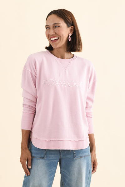 Simplified Blush Cotton Crewneck Sweatshirt