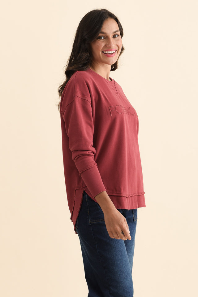 Simplified Cherry Cotton Crewneck Sweatshirt,Brunette model,alt text|model:Brontie image 4