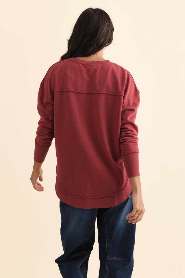 Simplified Cherry Cotton Crewneck Sweatshirt,Brunette model,alt text|model:Brontie image 5