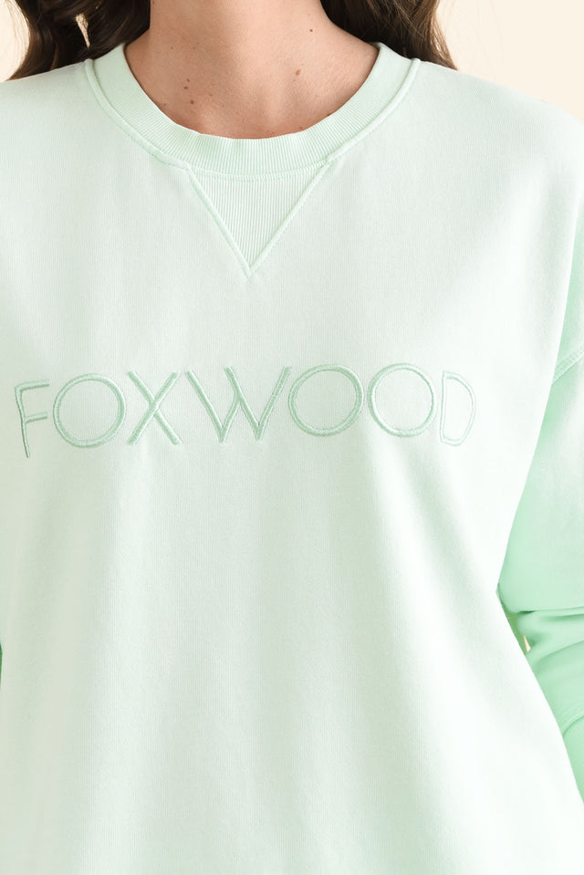 Simplified Mint Cotton Crewneck Sweatshirt,Detail,Brunette model,alt text|model:MJ image 5