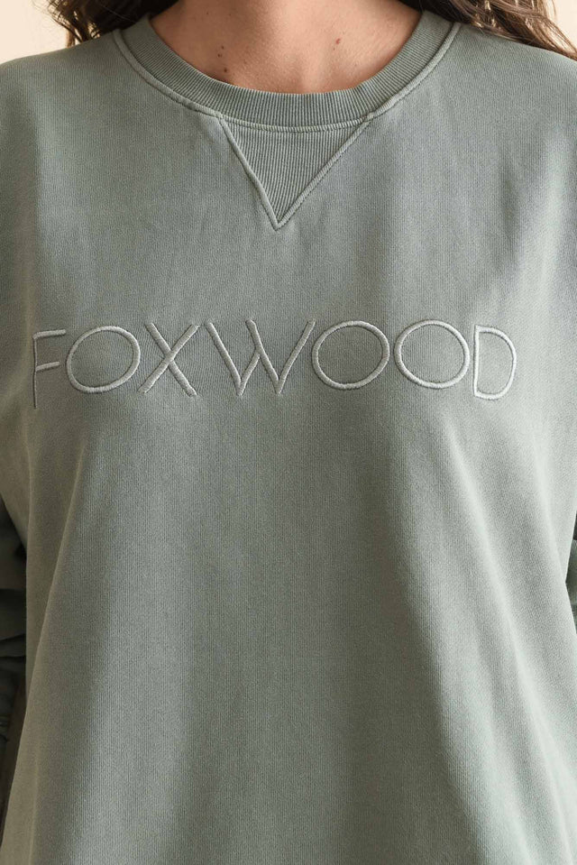 Simplified Sage Cotton Crewneck Sweatshirt,Detail,Brunette model,alt text|model:MJ image 6