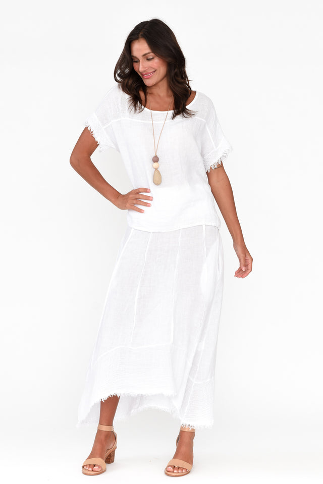 Lakeisha White Linen Skirt