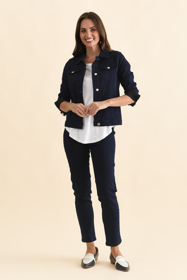 Siobhan Navy Stretch Jacket,Brunette model,alt text|model:MJ image 4